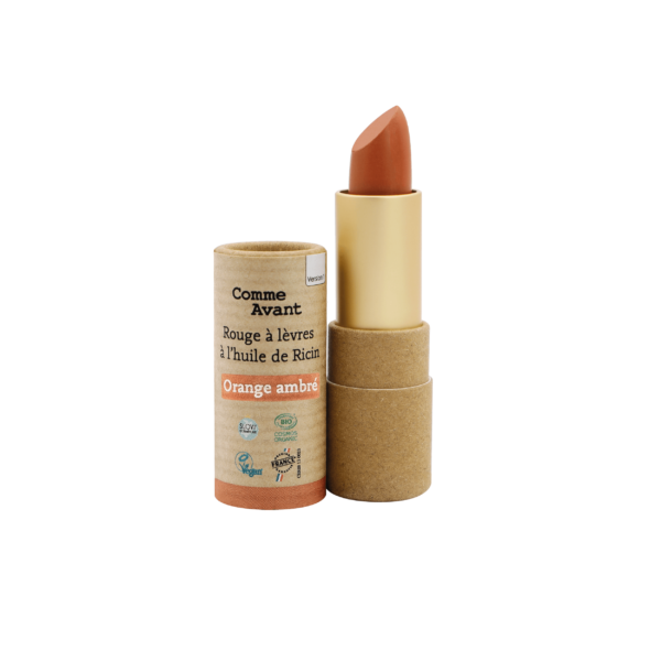 Rouge à lèvres naturel à l’huile de ricin – Teinte Orange Ambré – Image 2