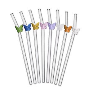 Pailles en verre avec motif Papillon