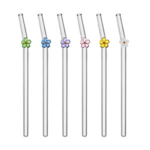 Pailles en verre avec motif Fleur
